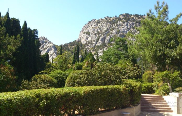 Курортный парк в Симеизе, у подножия горы Ай-Панда Курортный парк в Симеизе, у подножия горы Ай-Панда