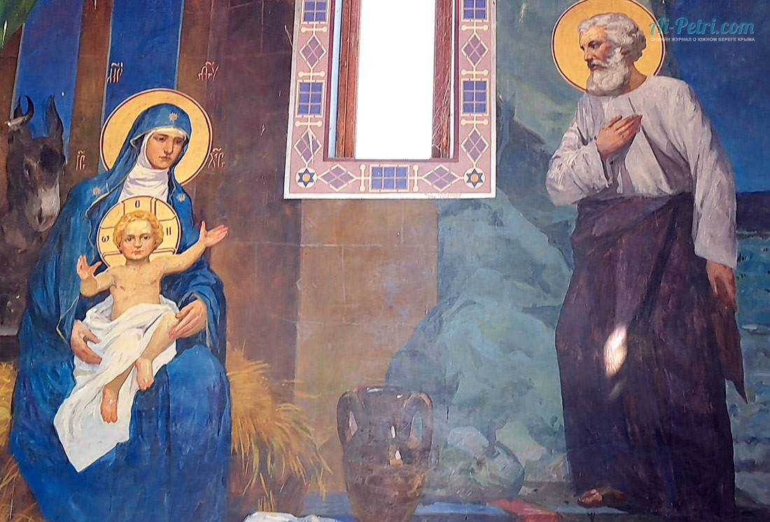 Библейсикй-сюжет-роспись-на-месте-иконостаса-в-Храме-часовне-Рождества-Христована-Ласпинском-перевале,-Крым